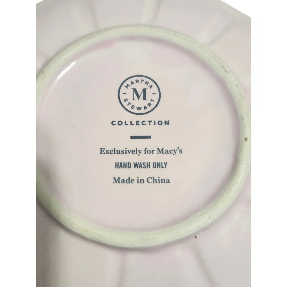 Martha Stewart Collection Macys Pink Daisy Embossed Flower Appetizer Plates Set4